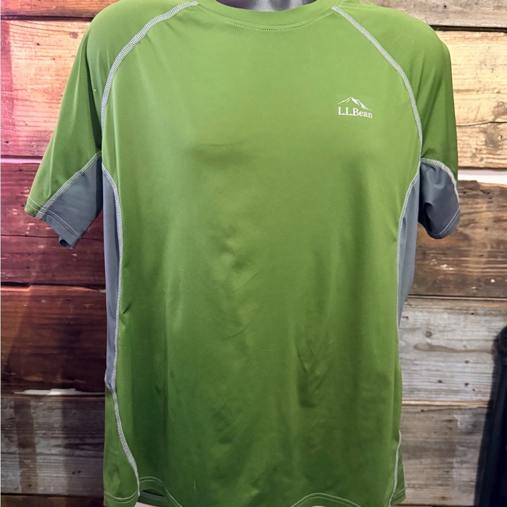 L.L. Bean Olive and Gray Active Short Sleeve Shirt